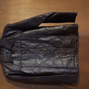 Women's Biker Leather Button Jacket